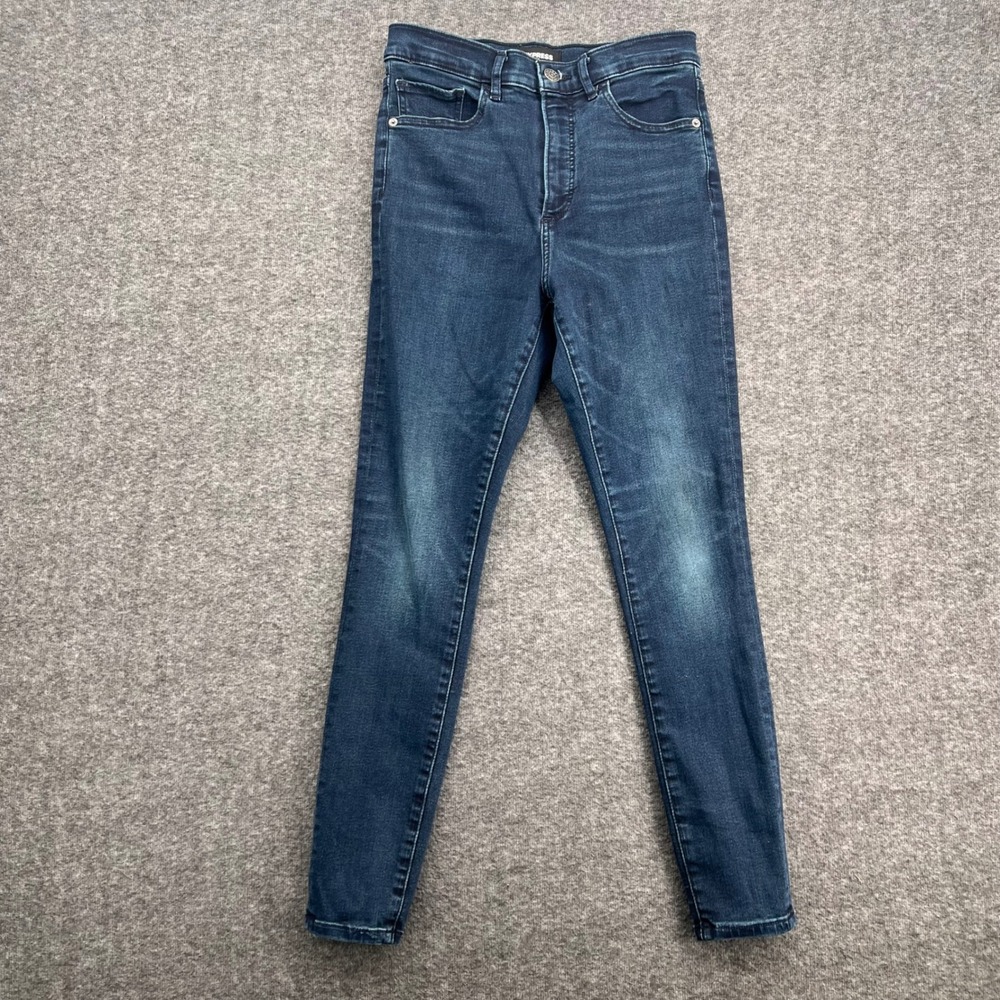 Express Denim Perfect Womens High Rise Skinny Jeans Dark Wash Blue‎ Size 6R